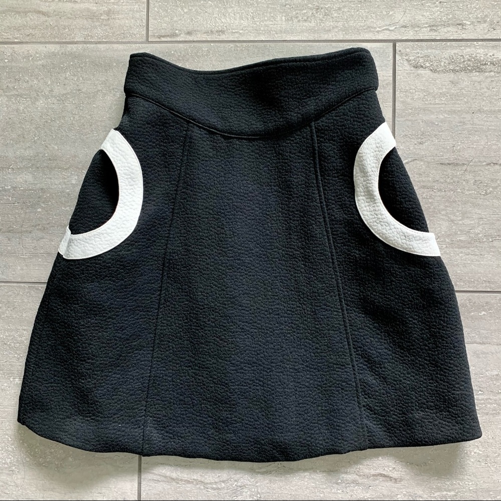 H&M A-line Black Skirt White Circle Pockets
